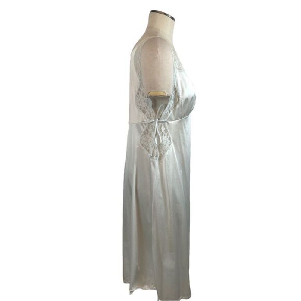 Vintage Shadowline Nylon Tie Side Slip Lace Mint Blue Women's Size Med Altered - Picture 5 of 13
